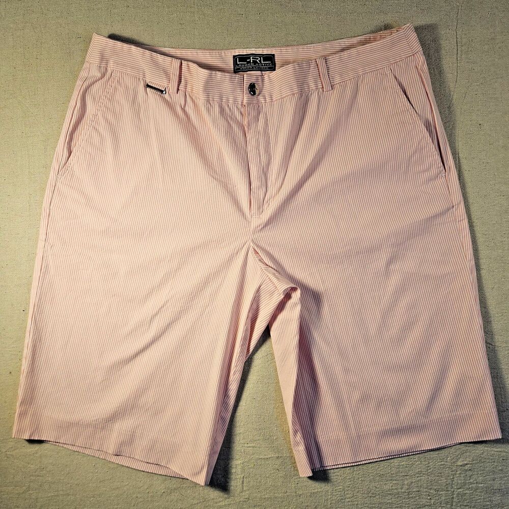 Lauren Ralph Lauren LRL Active Bermuda Shorts Women's Size 16 Pink White Stripe